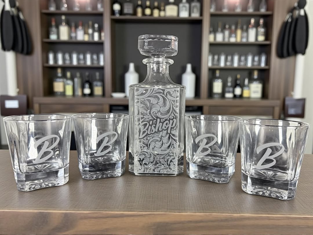Whiskey Decanter Set Custom Laser Engraved
