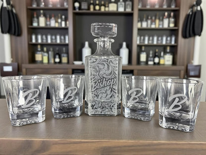 Whiskey Decanter Set Custom Laser Engraved