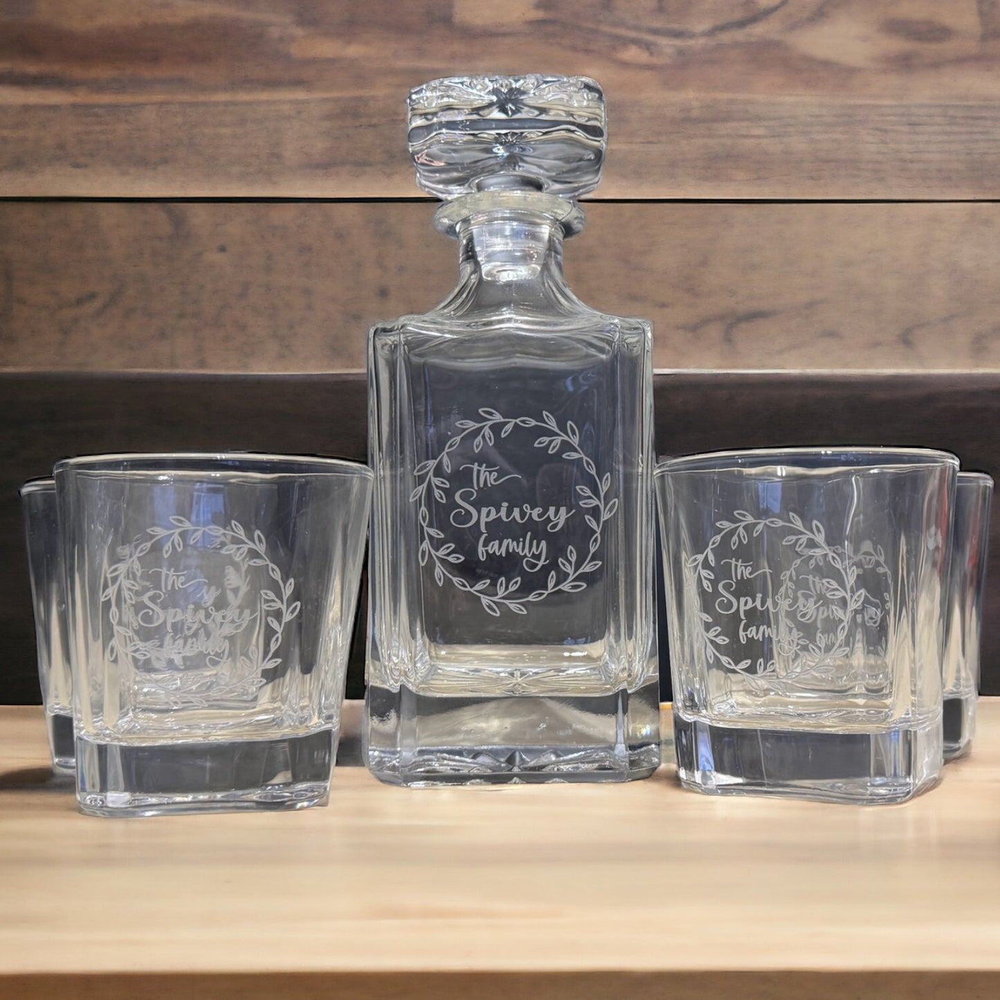 Whiskey Decanter Set Custom Laser Engraved