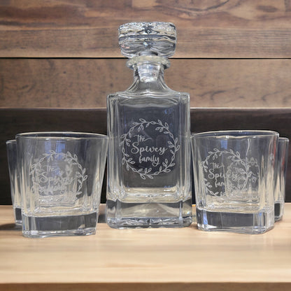 Whiskey Decanter Set Custom Laser Engraved