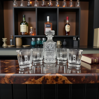 Whiskey Decanter Set Custom Laser Engraved