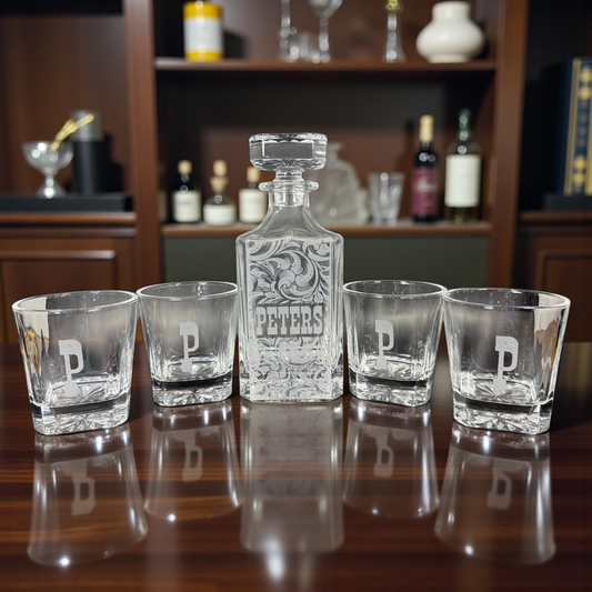 Whiskey Decanter Set Custom Laser Engraved